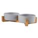 Ceramic Marble Dog Bowl with Wood Stand Durable Ceramic Food Water Elevated Dog Bowls Weighted Dog Bowl Large Ceramic Dog Food Bowls - gray