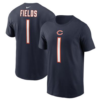 Nike Justin Fields Navy Chicago Bears T-Shirt mit Spielername und Nummer für Herren Image