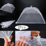 FZFLZDH Food Cover Mesh Food Tent 16 x16 2 Pack White Nylon Covers Pop-Up Umbrella Screen Tents Patio Bug Net for Outdoor Camping Picnics Parties BBQ Collapsible and Reusable