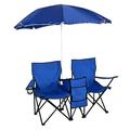 Hassch Anti-UV Umbrella Fishing Camping Chair Outdoor 2-Seat Folding Stool Beach Leisure Lounge Chair with Umbrella