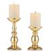 2 Pcs Gold Pillar Candle Holders Gold Candlestick Most Ideal for 3 Pillar Candles Gifts for Weddi