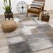 Brookfield Collection - Plush Brown/Grey Simple Patches Area Rug Brown/Beige/Grey/Cream 7 10 x 10 6 Abstract Geometric 8 x 10 Living Room