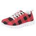 Pzuqiu Red Ugly Christmas Buffalo Plaid Shoes Kids Running Shoes Tennis Walking Sneakers Comfort Trail Running Jogging Shoes Gifts for Boy Girl Size 12