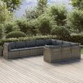 Gecheer 10 Piece Patio Set with Cushions Gray Poly Rattan