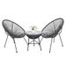 Mairbeon 3-Piece All-Weather Patio Acapulco Bistro Furniture Set with 2 Chairs & Glass Top Table Gray