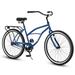 26 inch Womens Bike Beach Cruiser Bike for Women with Steel Frame Rear Rack Single Speed Drivetrain Commute City Bike Bicycle for Women Adults Upright Comfortable Rides Multiple Colors-Blue