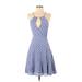 Sunday in Brooklyn Casual Dress - A-Line Halter Sleeveless: Blue Dresses - Women's Size 2X-Small