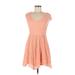 O'Neill Casual Dress - A-Line Scoop Neck Short sleeves: Orange Print Dresses - Women's Size Medium