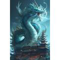Jigsaw Puzzles For Adults 1000 Pieces Blue Dragon King And Temple Anime Painting 75 * 50Cm