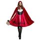 IMEKIS Women Little Red Riding Hood Costume Adult Halloween Carnival Cosplay Party Dress Ladies Princess Fancy Dress with Hooded Cape Cloak Christmas Role Play Performance Outfit Red S
