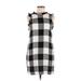 Chelsea & Theodore Casual Dress - Shift Mock Sleeveless: Black Checkered/Gingham Dresses - Women's Size Medium
