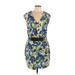 Label Rachel Roy Casual Dress - Sheath V Neck Sleeveless: Blue Floral Dresses - Women's Size 10