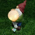 Gnome de jardin LED à énergie solaire lumières étanches Sculptures de jardin extérieur Patio