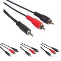 PremiumCord Klinke auf Cinch Y Kabel 1,5m, Klinkenstecker 3,5mm auf 2X Cinch RCA Stecker, Jack zu RCA, Stereo Audio, Für Digitalkamera, TV, Handys, MP3, HiFi, Farbe schwarz (Packung mit 4)