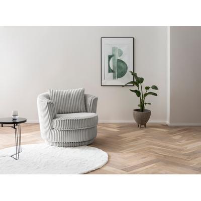 Drehsessel LEONIQUE "MAISIE, Lese-Sessel, Love Seat", grau (hellgrau), B:95cm H:77cm T:95cm, Sessel, trendige Stoffe MEGA CORD und Web-Velours, 360 Grad drehbar Image