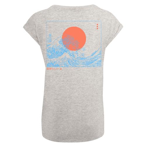 „T-Shirt F4NT4STIC „“PLUS SIZE Kanagawa Welle““ Gr. 4XL, grau (heather grey) Damen Shirts Jersey Print“