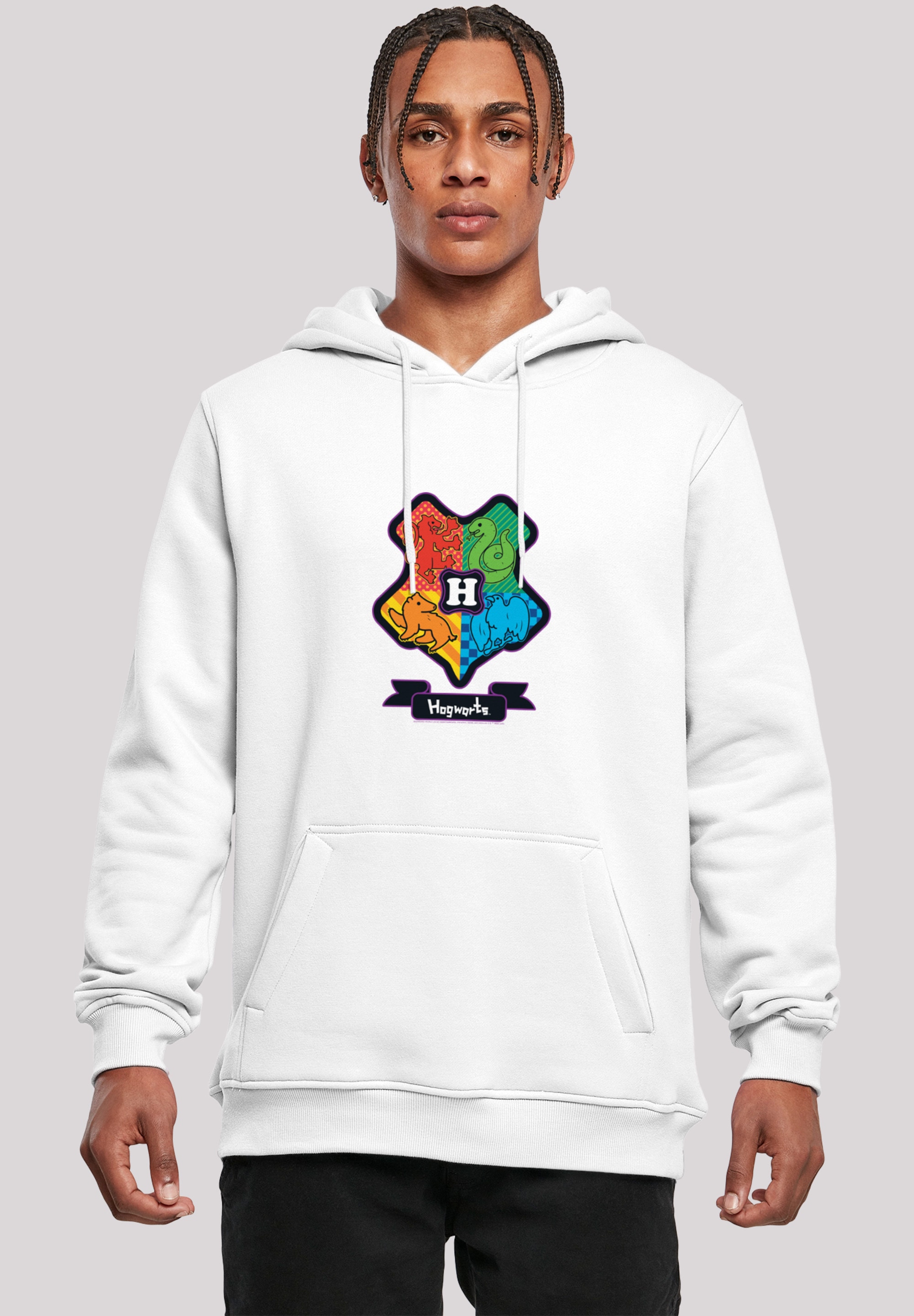 Kapuzenpullover F4NT4STIC "Harry Potter Hogwarts Junior Crest", Herren, Gr. L, weiß, Obermaterial: 65% Baumwolle, 35% Polyester, slim fit, Pullover, Print Image
