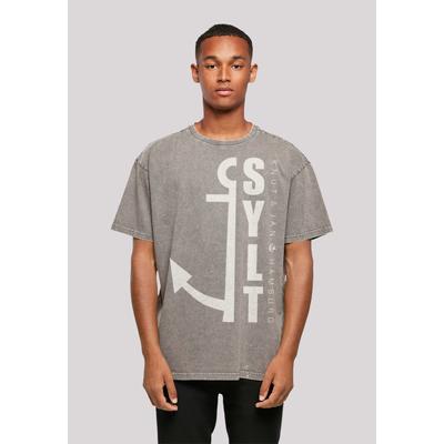 T-Shirt F4NT4STIC "Sylt Anker Knut & Jan Hamburg", Herren, Gr. S, grau (asphalt), Obermaterial: 100% Baumwolle, casual, oversize, Rundhals, Kurzarm ohne Bündchen, Shirts, Print Image