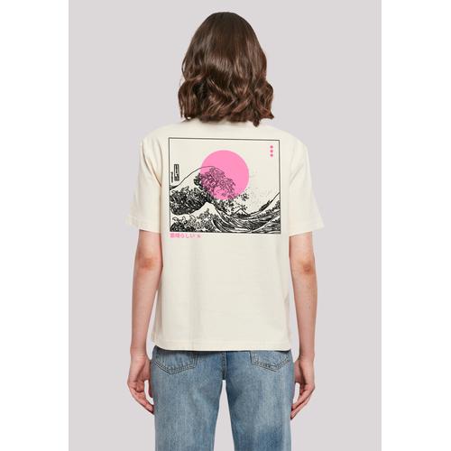 „T-Shirt F4NT4STIC „“Kanagawa Wave““ Gr. L, beige (whitesand) Damen Shirts Jersey Print“