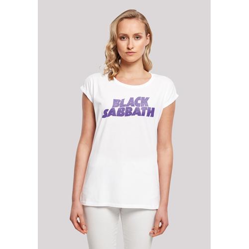 „T-Shirt F4NT4STIC „“Black Sabbath Heavy Metal Band Wavy Logo Black““ Gr. S, weiß Damen Shirts Jersey Print“