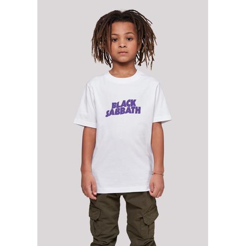 „T-Shirt F4NT4STIC „“Black Sabbath Heavy Metal Band Wavy Logo Black““ Gr. 122/128, weiß Mädchen Shirts T-Shirts Print“