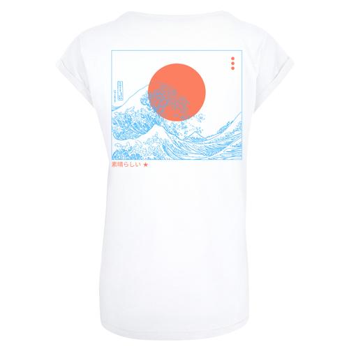 „T-Shirt F4NT4STIC „“PLUS SIZE Kanagawa Welle““ Gr. 5XL, weiß Damen Shirts Jersey Print“