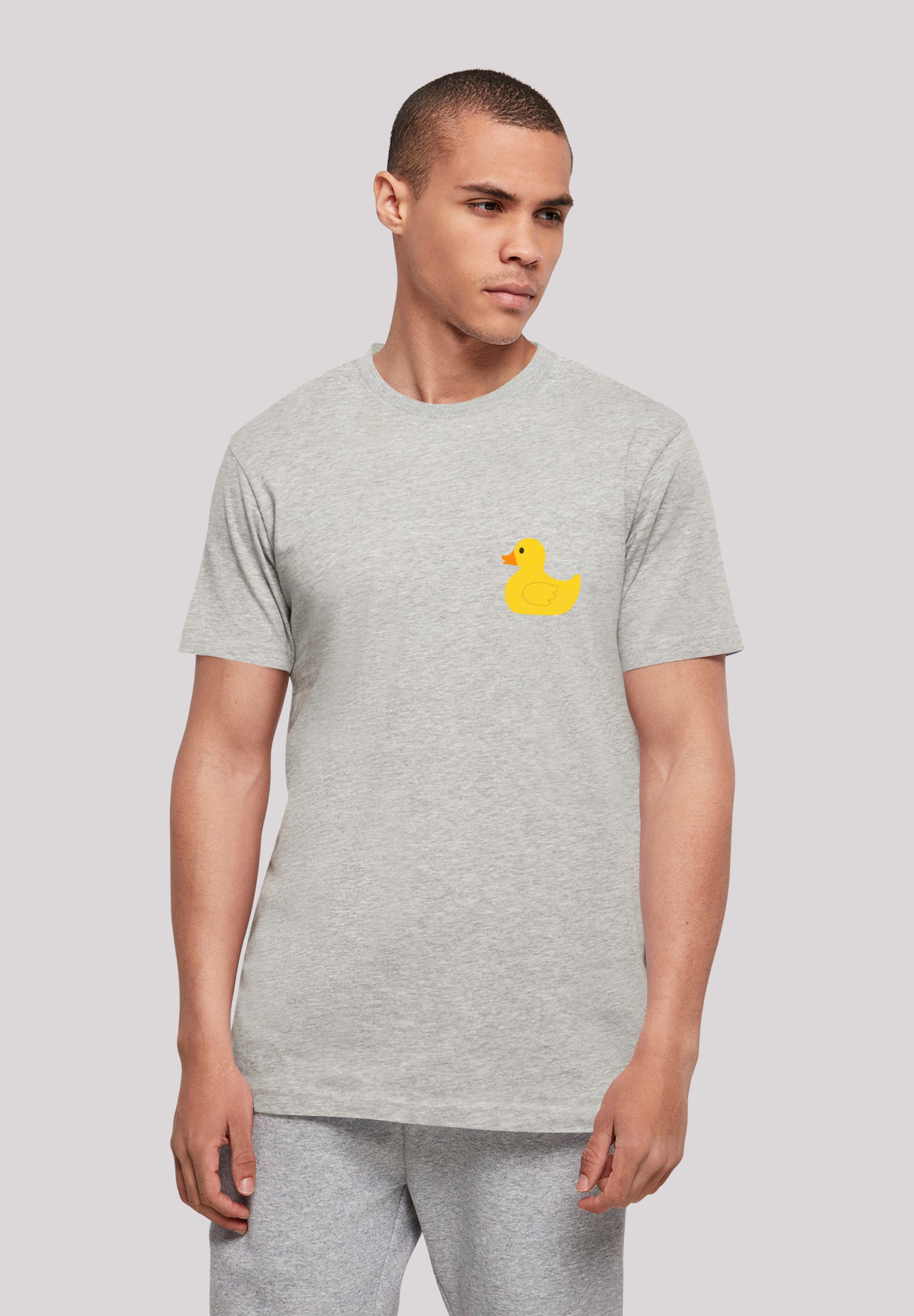 T-Shirt F4NT4STIC "Yellow Rubber Duck TEE UNISEX", Damen, Gr. S, grau (erdgrau), Obermaterial: 100% Baumwolle, regular fit, Rundhals, ohne Bündchen, Shirts T-Shirt, Print