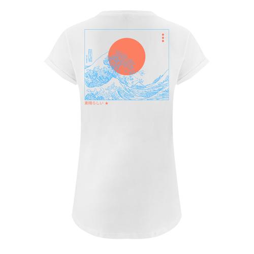 „T-Shirt F4NT4STIC „“Kanagawa Welle Japan Welle““ Gr. L, weiß Damen Shirts Jersey Print“
