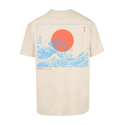 „T-Shirt F4NT4STIC „“PLUS SIZE Kanagawa Welle““ Gr. L, beige (sand) Herren Shirts T-Shirts Print“