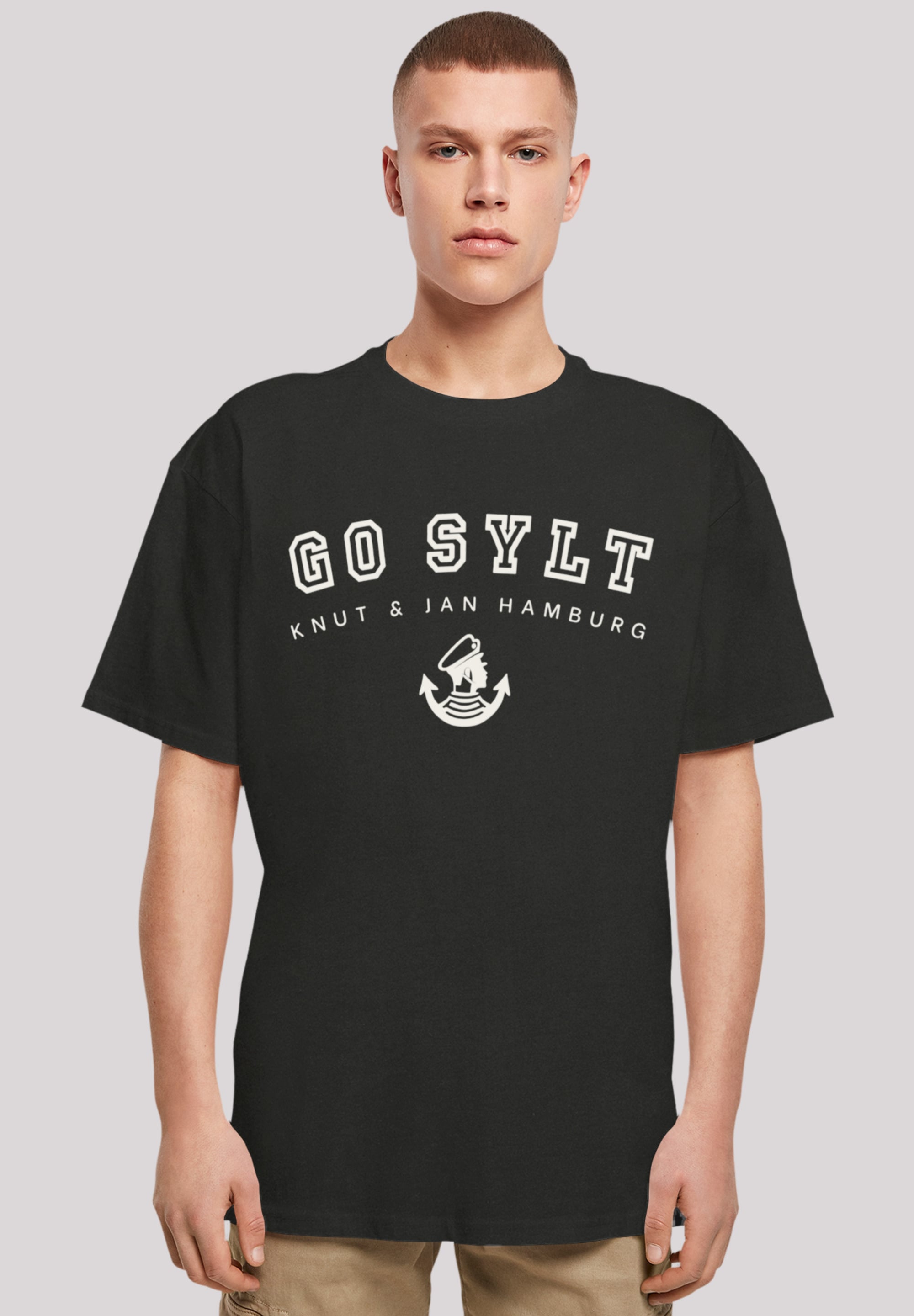 T-Shirt F4NT4STIC "Go Sylt Knut & Jan Hamburg", Herren, Gr. 5XL, schwarz, Obermaterial: 100% Baumwolle, oversize, Rundhals, ohne Bündchen, Shirts, Print Image