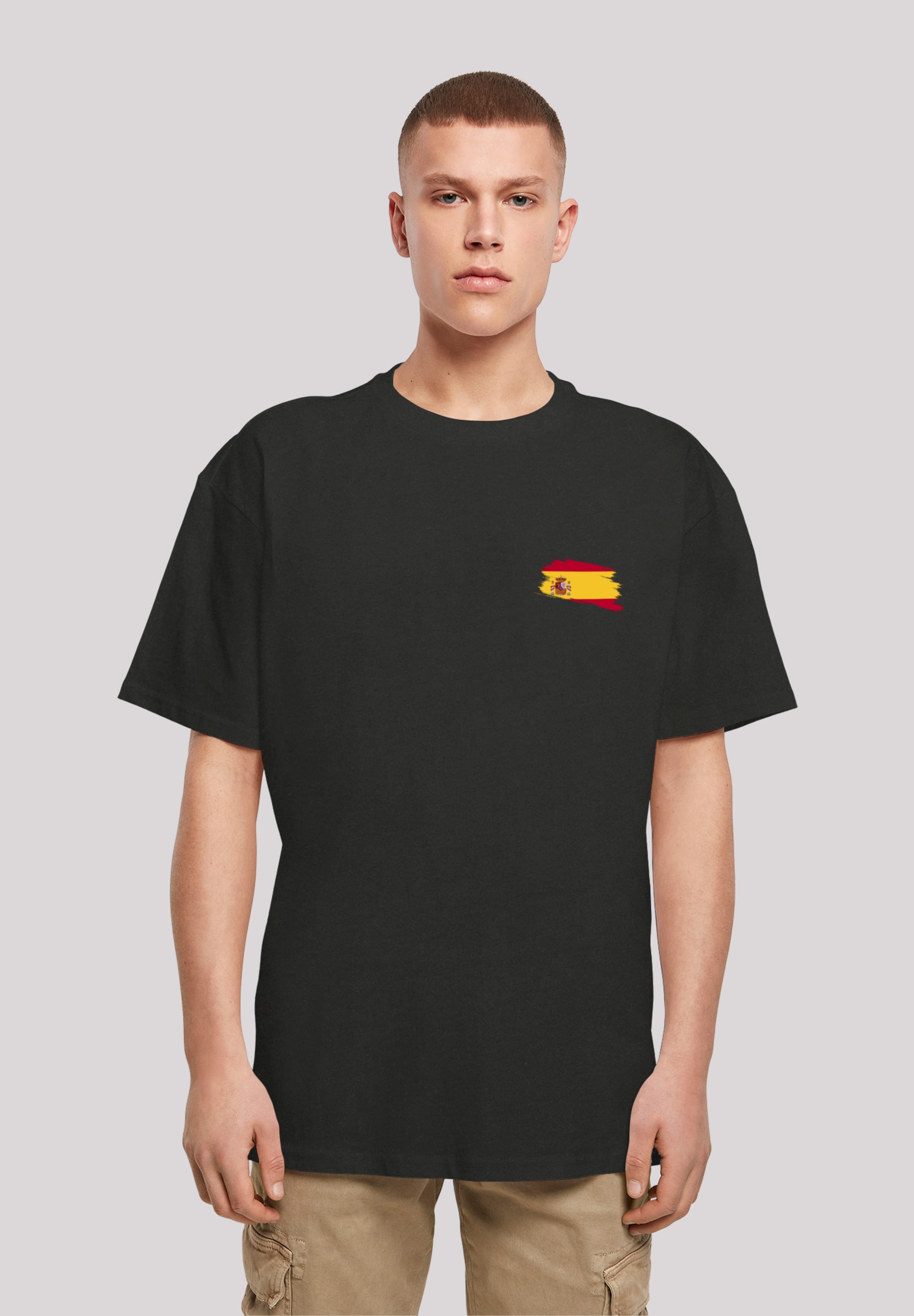 T-Shirt F4NT4STIC "Spain Spanien Flagge", Herren, Gr. XXL, schwarz, Obermaterial: 100% Baumwolle, oversize, Rundhals, ohne Bündchen, Shirts, Print Image