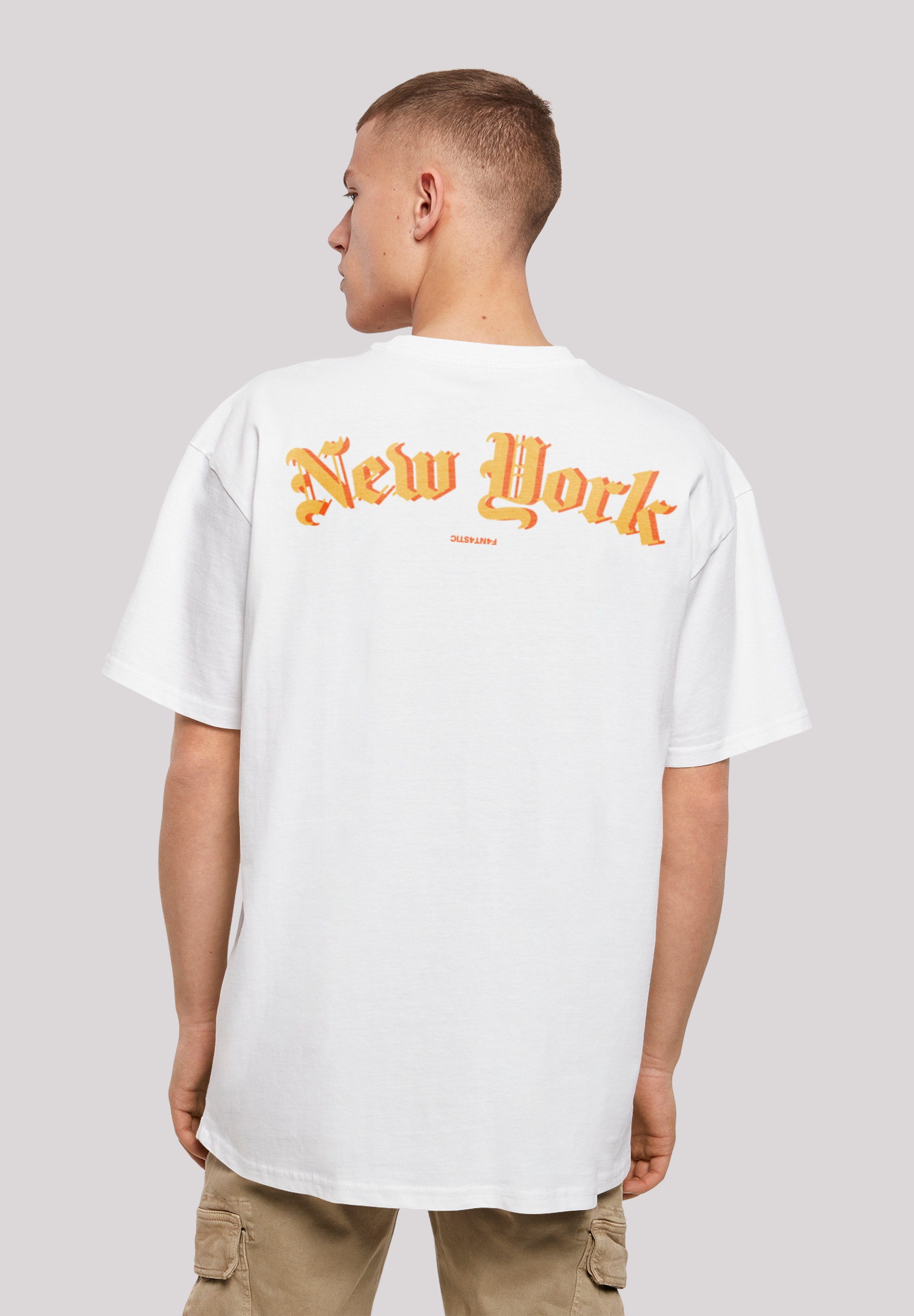 T-Shirt F4NT4STIC "New York Orange OVERSIZE TEE", Herren, Gr. 4XL, weiß, Obermaterial: 100% Baumwolle, oversize, Rundhals, ohne Bündchen, Shirts, Print Image