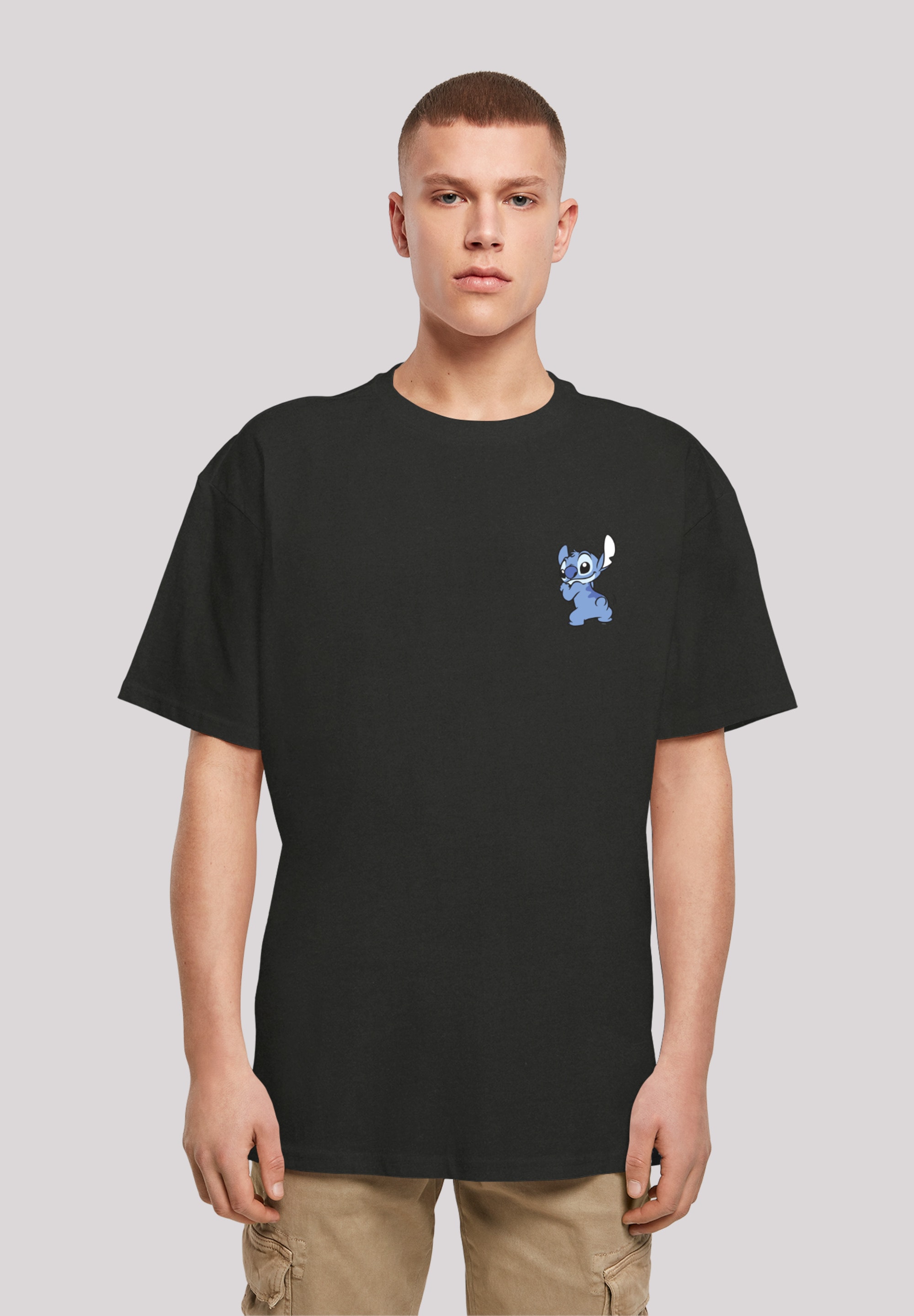 T-Shirt F4NT4STIC "Disney Lilo And Stitch Stitch Backside", Herren, Gr. S, schwarz, Obermaterial: 100% Baumwolle, oversize, Rundhals, ohne Bündchen, Shirts, Print Image