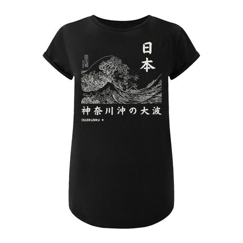 „T-Shirt F4NT4STIC „“Kanagawa Welle Japan““ Gr. M, schwarz Damen Shirts Jersey Print“