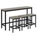 Bistro Set Counter Height Dining Table Set Pub Kitchen Set, Gray