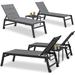 PURPLE LEAF Outdoor Chaise Lounge Aluminum with 2 Side Table and Wheels - 66.34" Length 4pcs