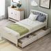 Durable Twin Wooden Bed Frame with Storage Drawers Save Space -Twin Size, White