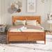 An Elegantly Designed Wood Platform Bed with Headboard and Footboard - Built to Last with Solid Pine Wood - Queen Size, Oak