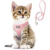 Fida Comfy Dog Harness with Leash Soft Puppy Vest Escape Proof Breathable Lightweight Soft Mesh Adjustable Reflective Step-in Harness for Cat & Extra-Small Pet (XS Pink)