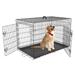 Large Dog Crate for Large Dogs XL 42 inch Dog Cage with Divider and Double Door for large Medium Small Dogs Indoor Outdoor Folding Wire Pet Dog Kennel with Tray and Handle Black