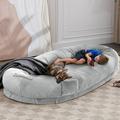 Mixoy Human Dog Bed Giant Dog Bean Bag Floor Nap Bed Light Grey - Twin