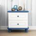 Lovely Wooden Nightstand with 2 Drawers Coffee Side Table with Rounded Top Panel and Legs for Apartments Kids Room, Blue