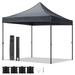 10x10ft Instant Portable Pop Up Canopy Tent PVC Coated Shelter with Wheeled Carry Case 4 Sand Bags - Black Top