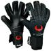 Renegade GK Eclipse Ambush Professional Goalie Gloves with Pro Fingersaves | 4mm EXT Contact Grip | Black & Red Soccer Goalkeeper Gloves (Size 7 Youth Junior Neg. Cut Level 5)