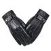 Winter Leather Gloves Gym Workout Gloves Thicken Riding Touch Screen Gloves for Travel Outdoor (Black)