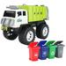 Children Car Model Diecast City Cleaning Garbage Truck Sound Light Pull Back Toys Gift with 4 Waste Recycling Bins for boys 3-6 years