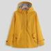 HAXMNOU Jackets For Women Women Solid Rain Outdoor Plus Waterproof Hooded Raincoat Windproof Jacket Coat Womens Windbreaker Rain Jacket Women Yellow XL