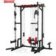 Seizeen Power Cage 1400LBS Squat Rack with Cable Crossover System Home Gym Equipment Multi-Function Smith Machine with LAT PullDown System Training Attachments