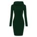 ZyeKqe Fall Casual Sweatshirt Pullover Dresses for Women Long Sleeve Hooded Solid Color Dress with Pocket