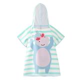 Esho Kids Cartoon Print Wearable Bath Towel Toddler Hooded Beach Cloak Poncho Towel 1-5T